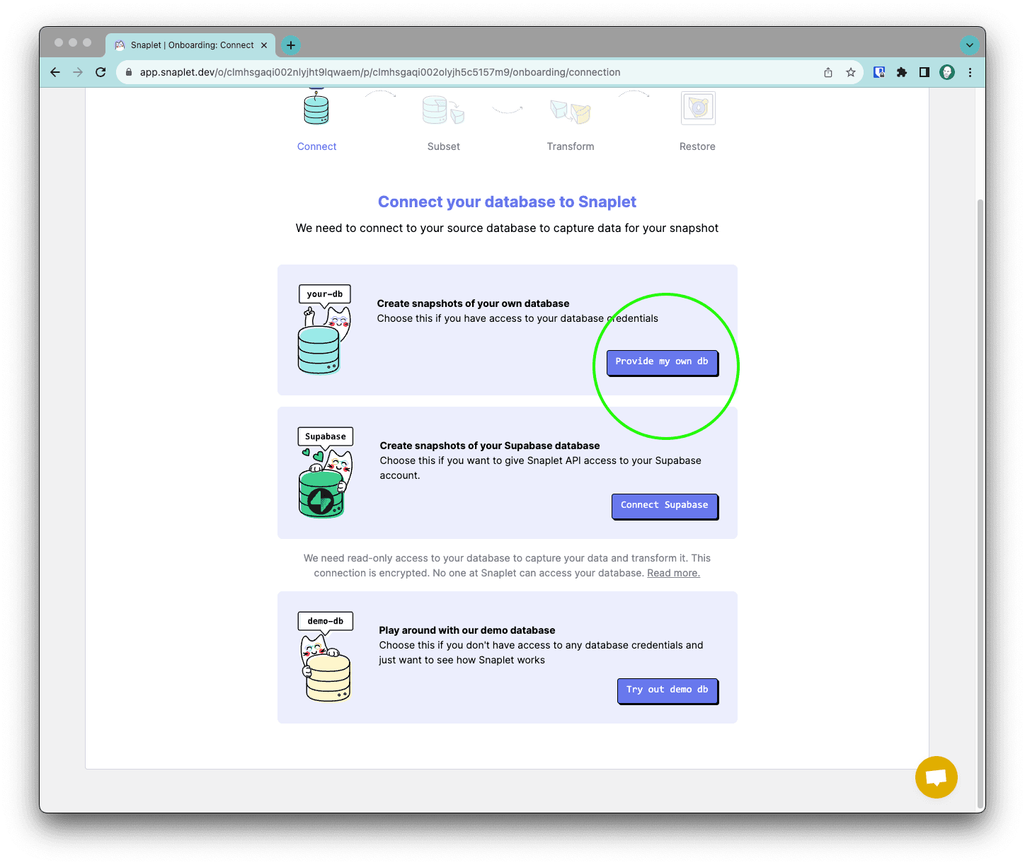 select a source database